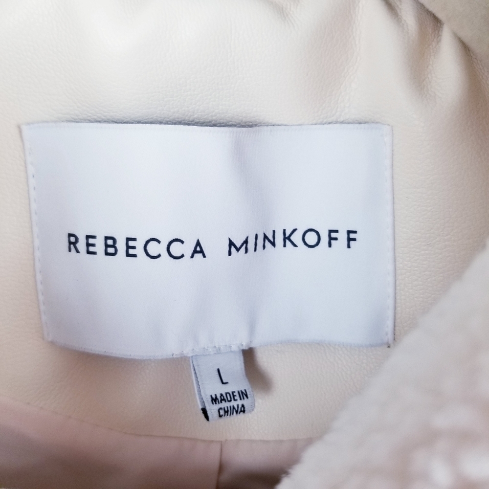 Rebecca Minkoff Ivory Cream Harley Faux Fur Teddy Coat Jacket size Large - Picture 3 of 7